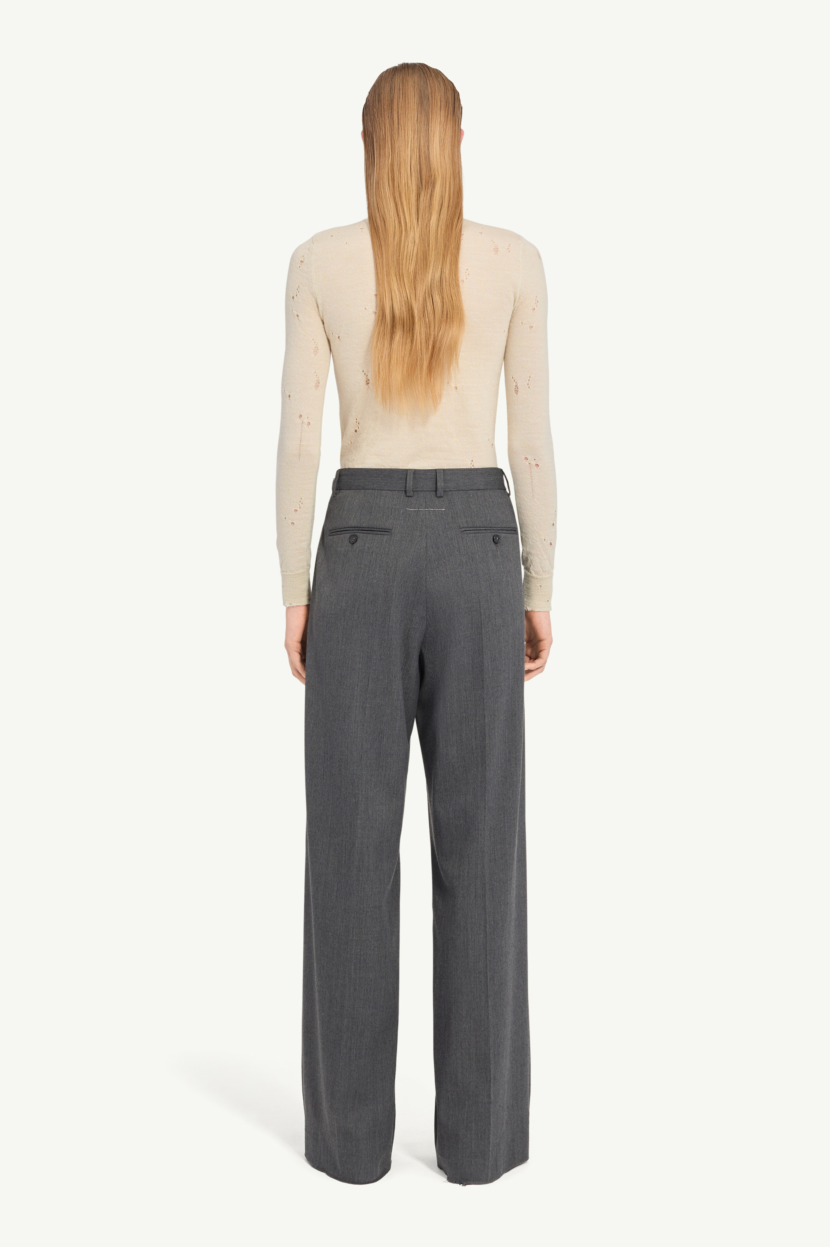 Pantalon en laine ample pour femme | MM6 Gris foncé