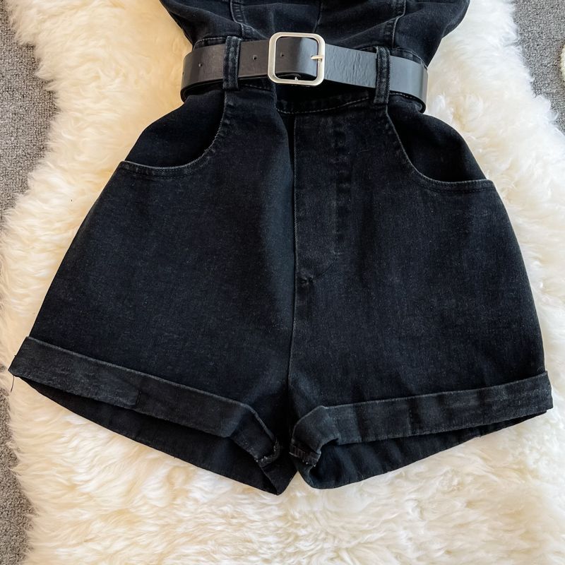 Yearnin - Strapless romper van denim