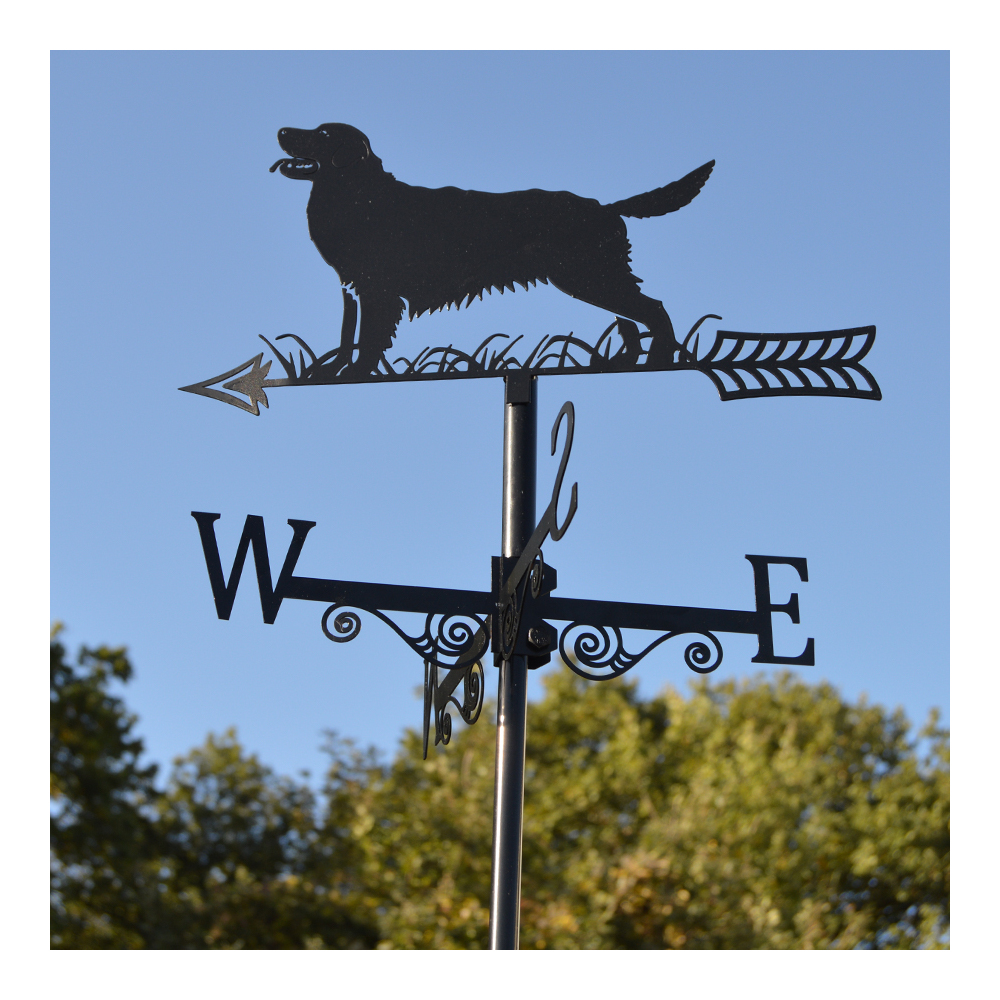 Girouette en acier noir silhouette golden retriever