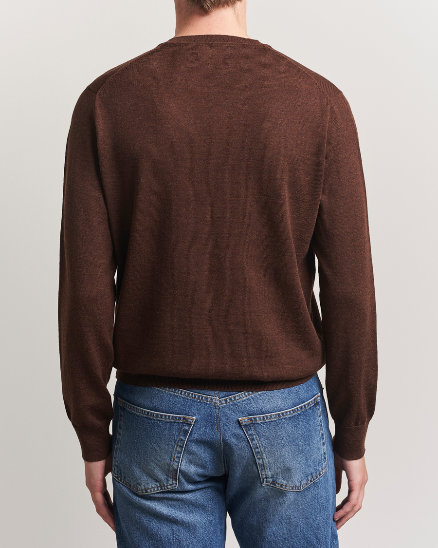 Polo Ralph Lauren Merino Crew Neck Pullover Burnt Brown Melange