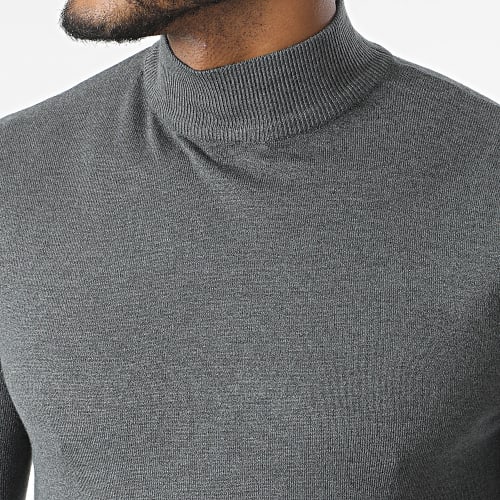 Pull Col Cheminée 665 Gris Anthracite Chiné
