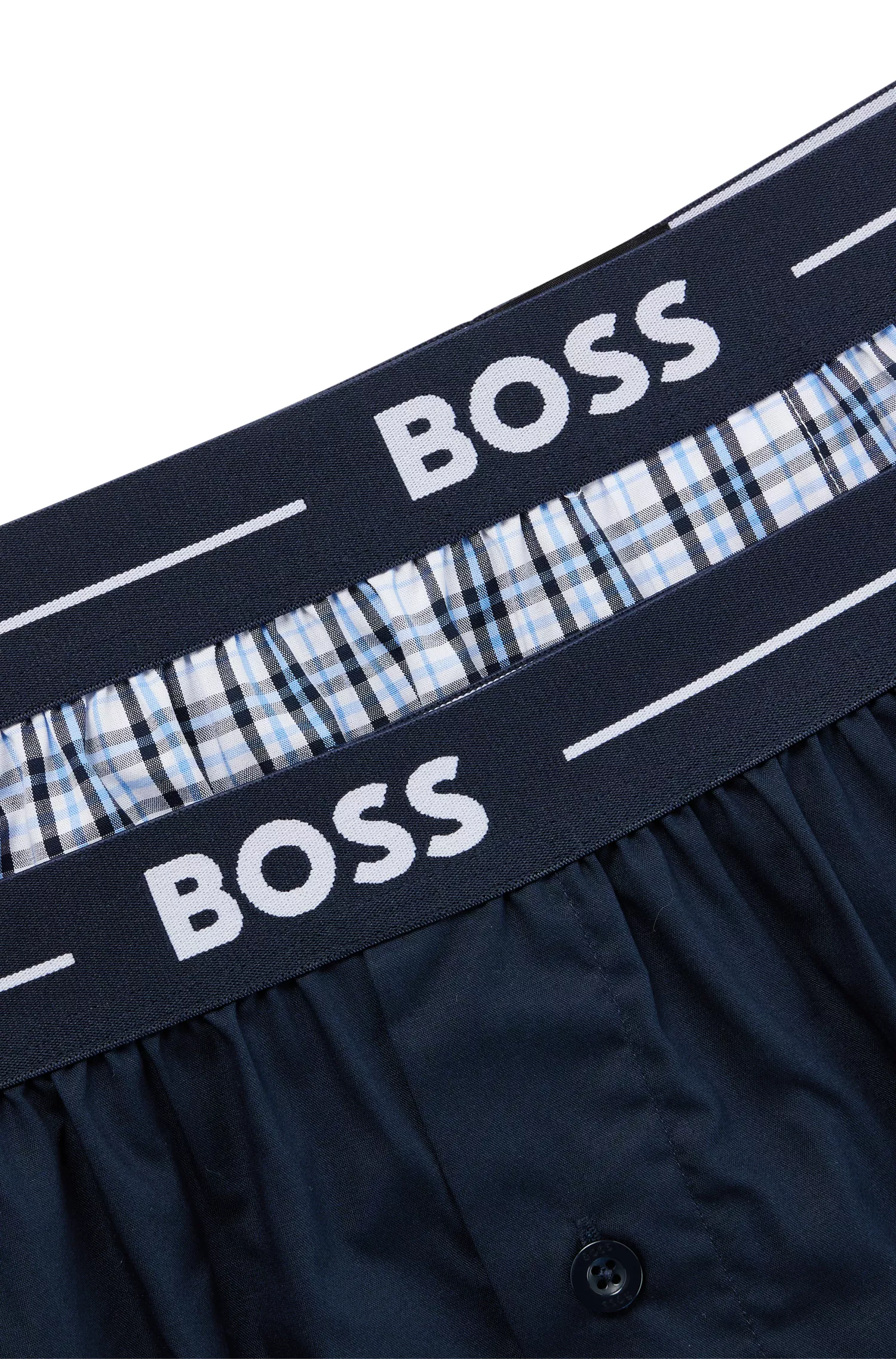 BOSS Preto - Pacote com dois shorts de pijama de algodão com cós com logo.