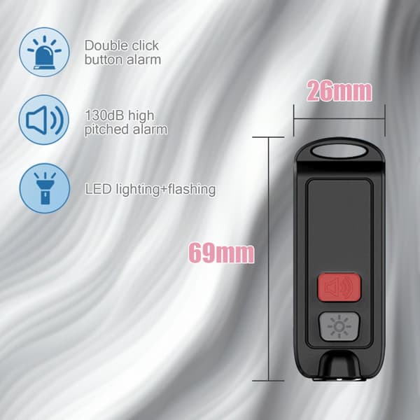 INF Overfallsalarm 130 dB, LED-lys, IP66 vanntett Sort