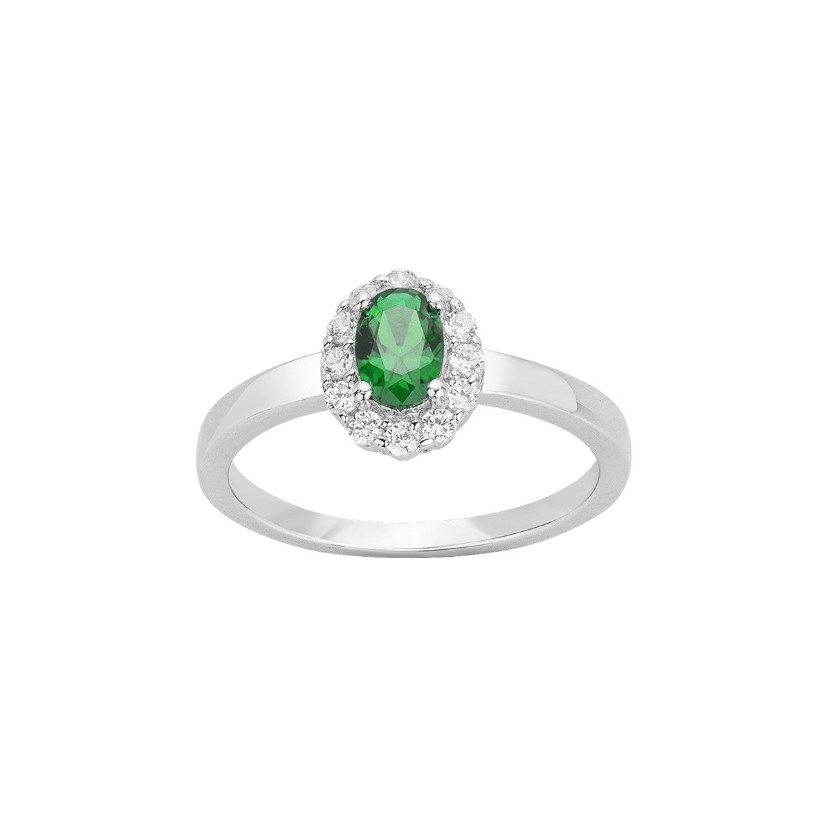 Bague en Argent avec oxyde de zirconium vert emeraude