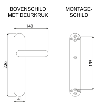 Karwei deurkruk set Kevin ovaal blind schild RVS
