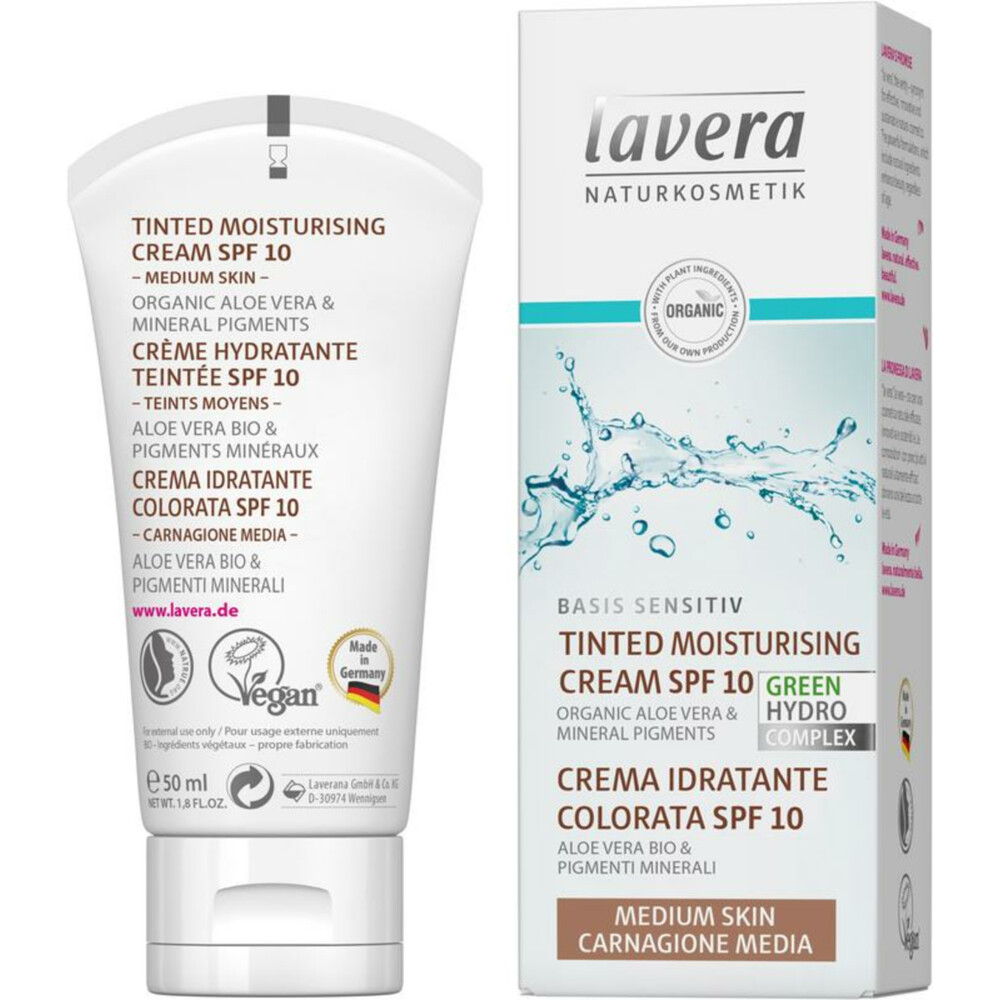 Lavera Basis Sensitiv Getinte Dagcreme/ Hydraterende Crème/ Medium 50 ml