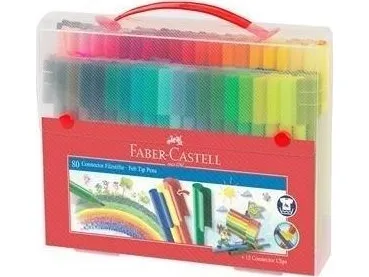 Faber-Castell Connector tusser i kuffert - med 80 stk. ass. farver