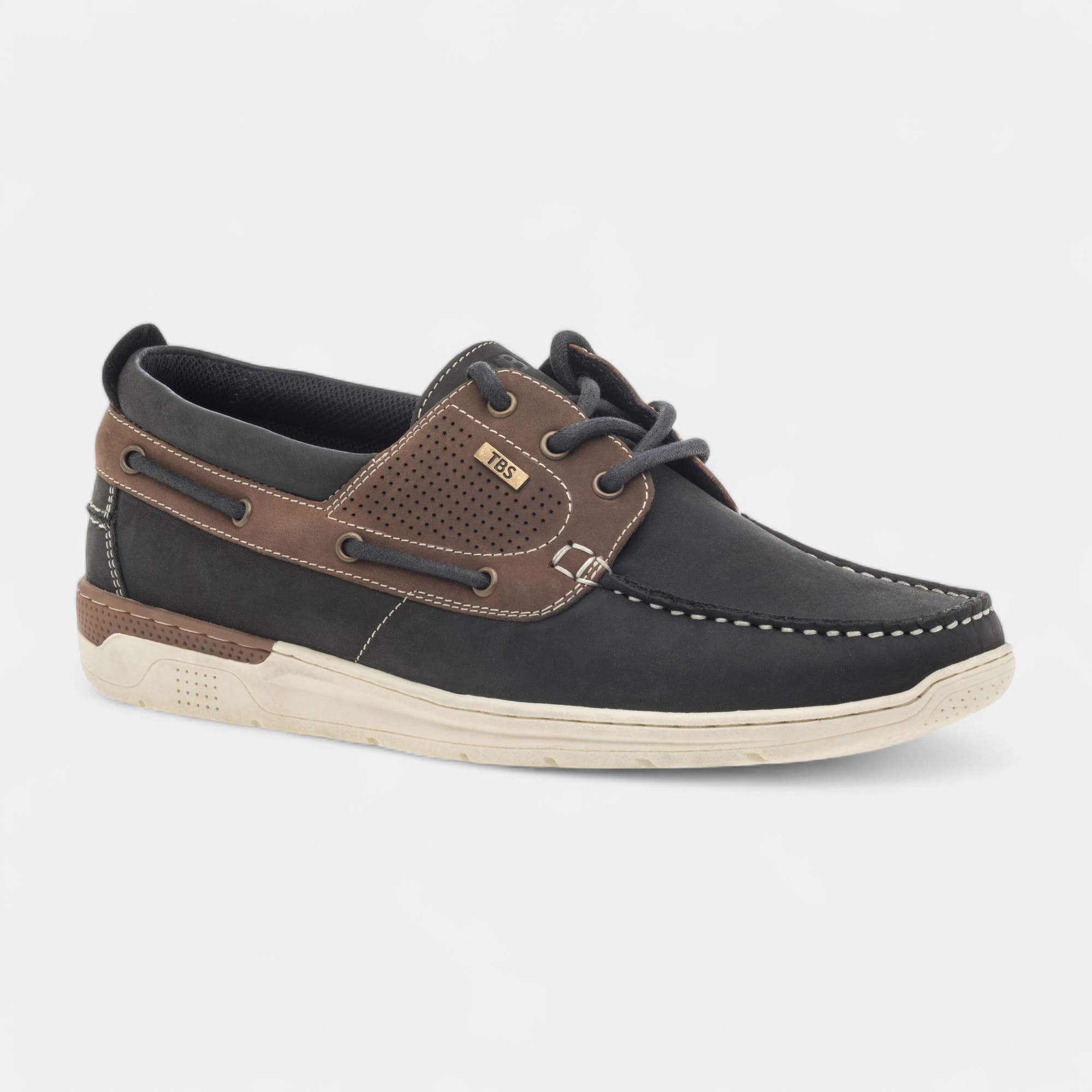 Chaussures bateau Homme en cuir bleu marine