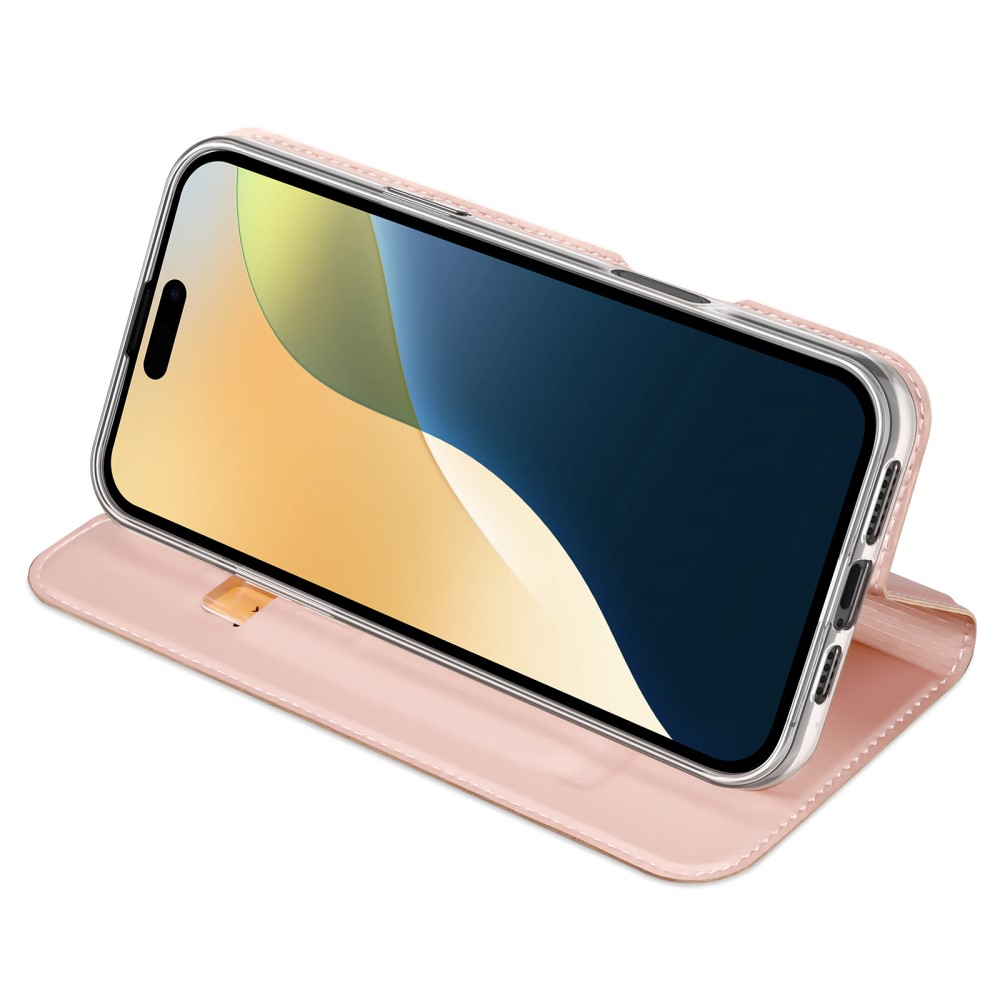 iPhone 16 Flip Wallet Cover Leder Tasche - Roségold