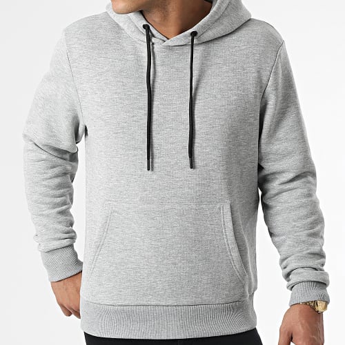 Sweat Capuche Uni 89 Gris Chiné