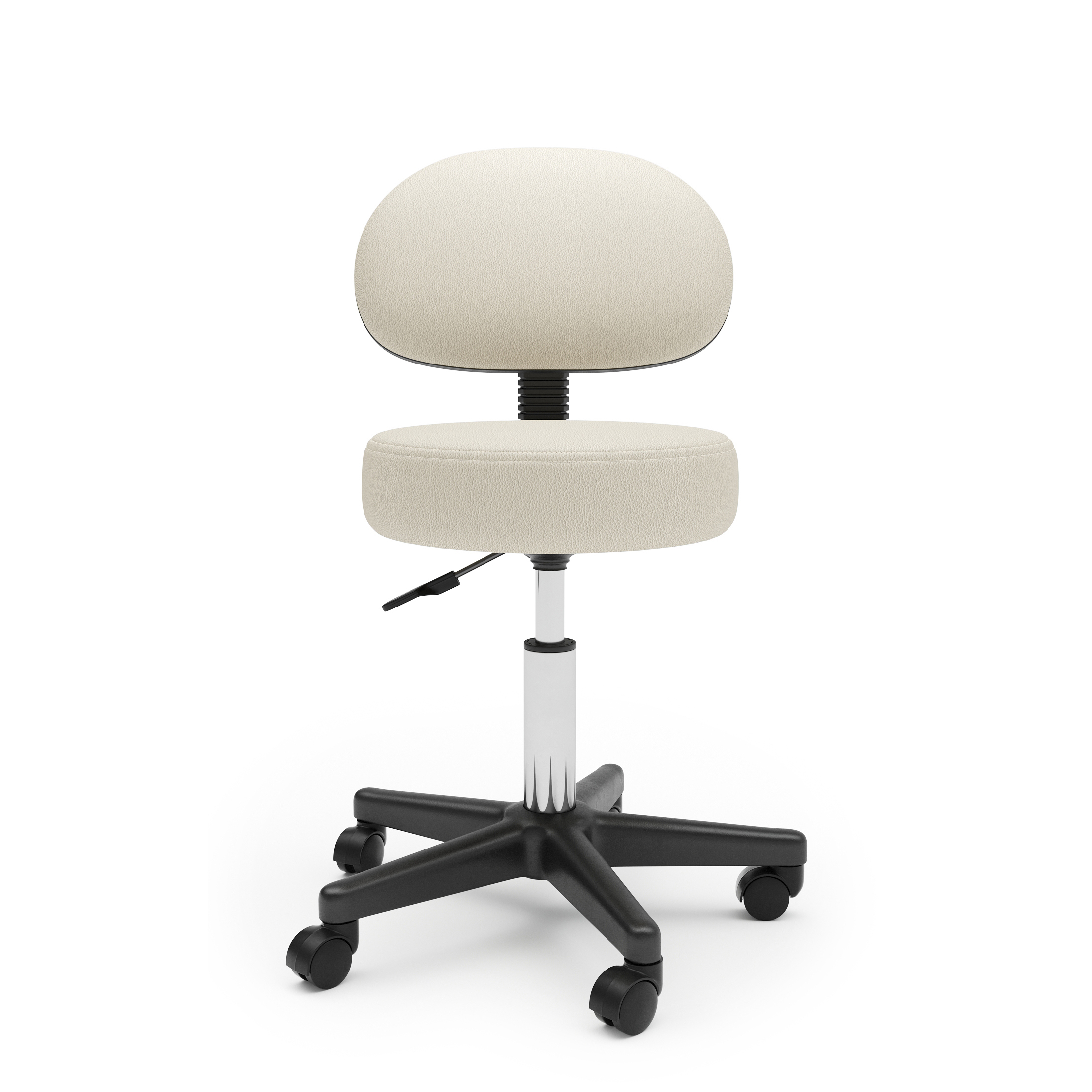 Drehstuhl Rollhocker mit Rückenlehne beige