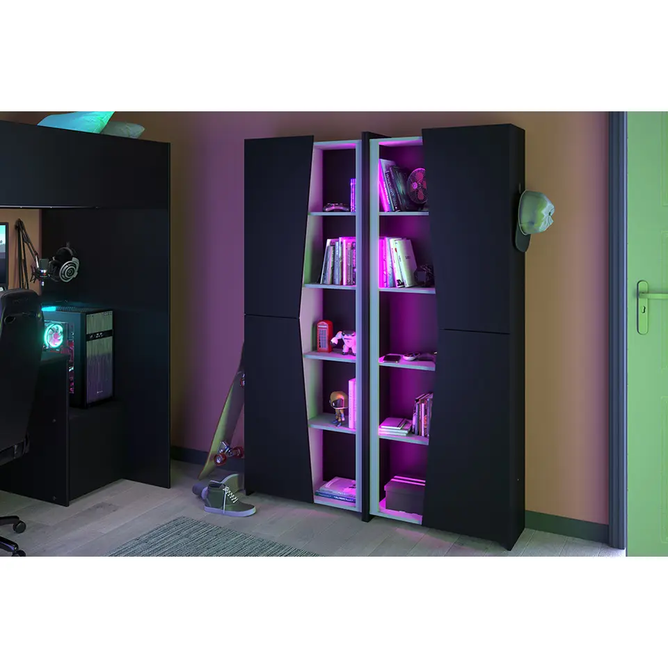 Kast Levi - zwart - 181x67x28 cm
