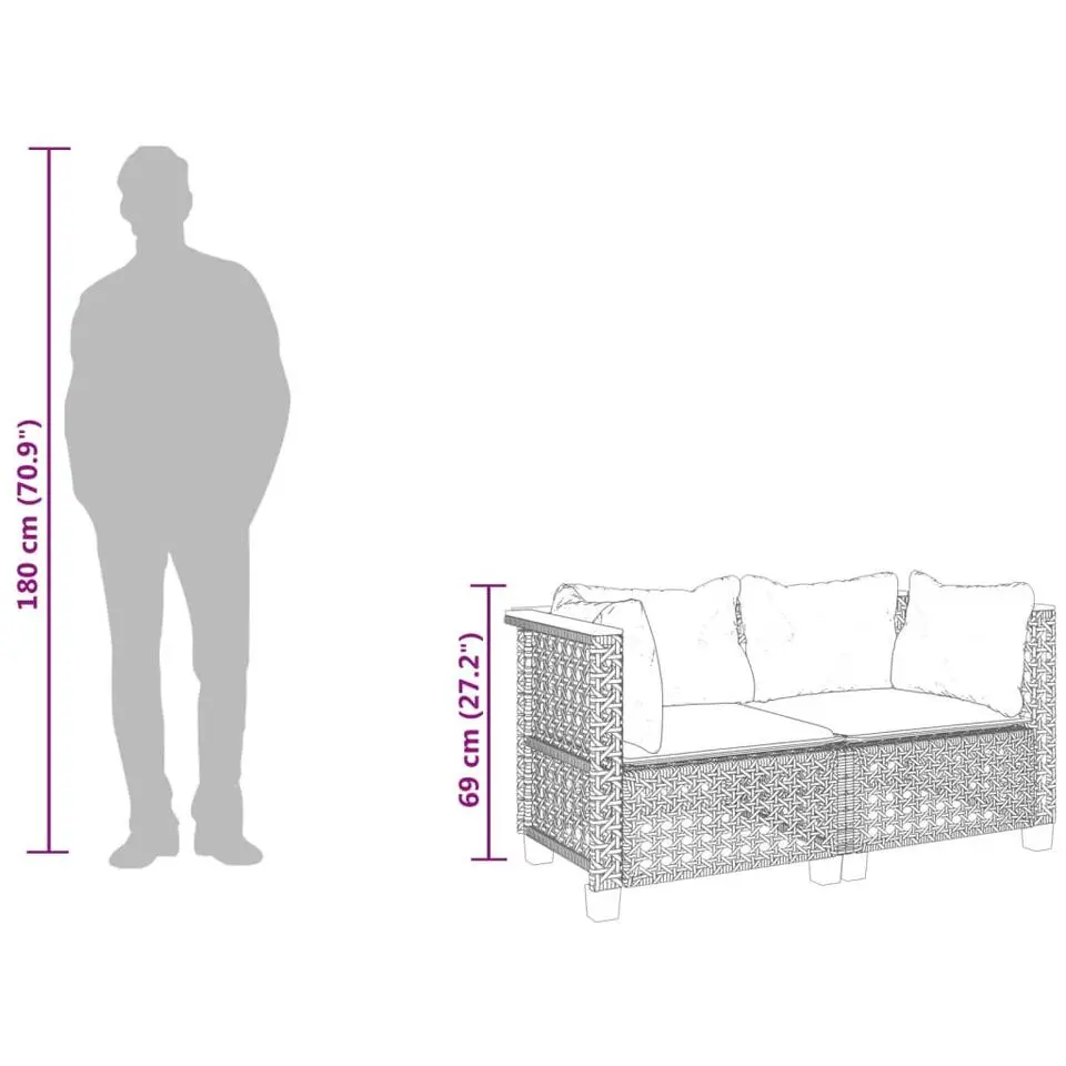 vidaXL - Tuinbank - Zwart - Poly rattan