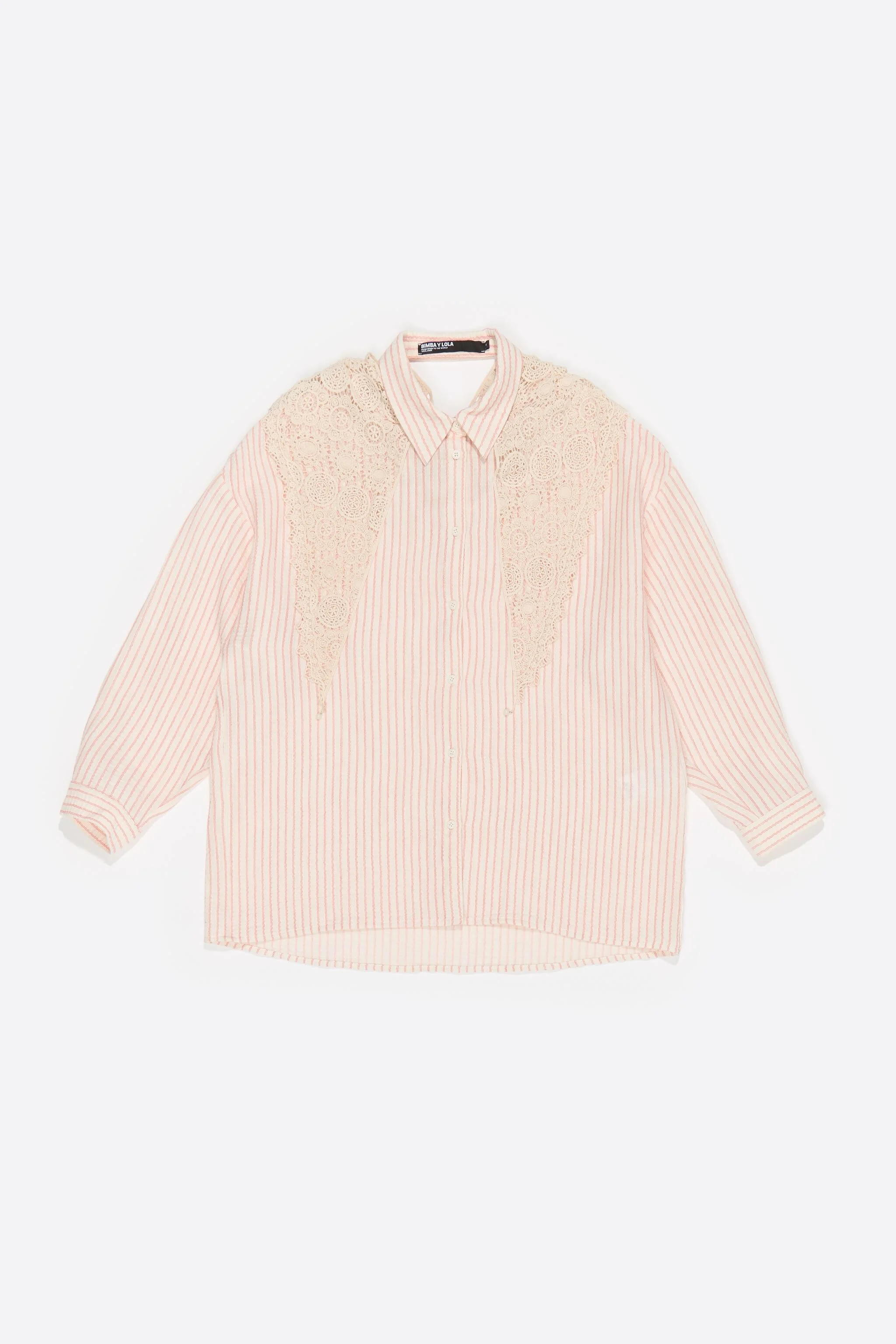 Camisa de crochê listrada vermelha com cachecol