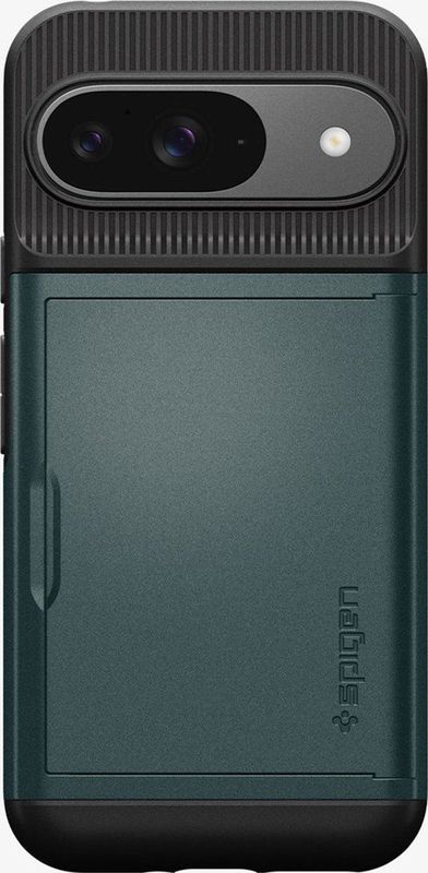 Spigen Slim Armor CS Hoesje Geschikt voor Google Pixel Pro Back Cover met Kaarthouder voor 2 Pasjes Groen