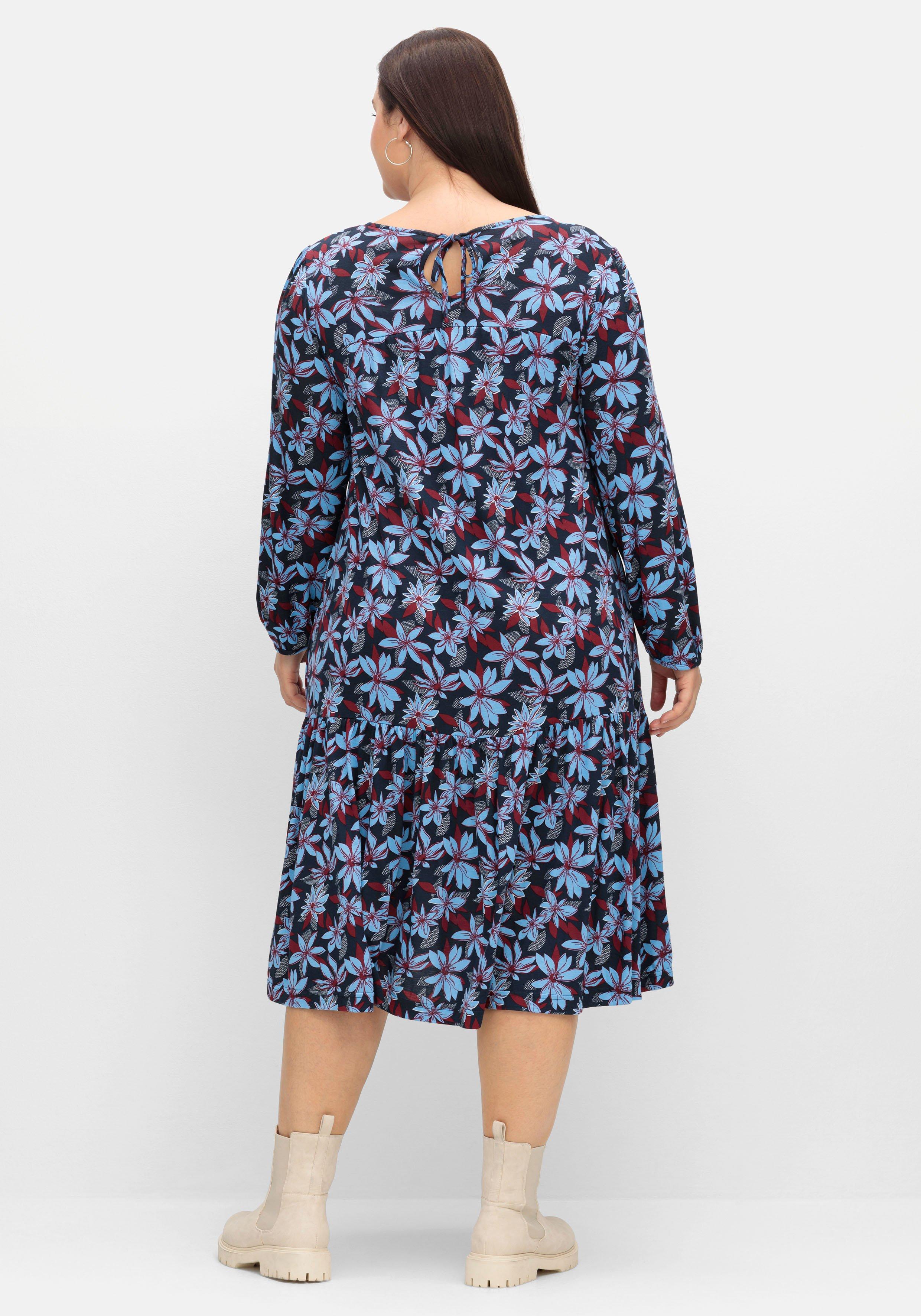 Jerseykleid mit Blumendruck, in A-Linie