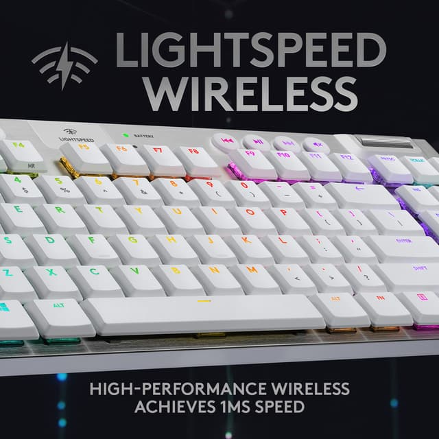 Logitech G915 Lightspeed tenkeyless trådløst gamingtastatur (hvid)