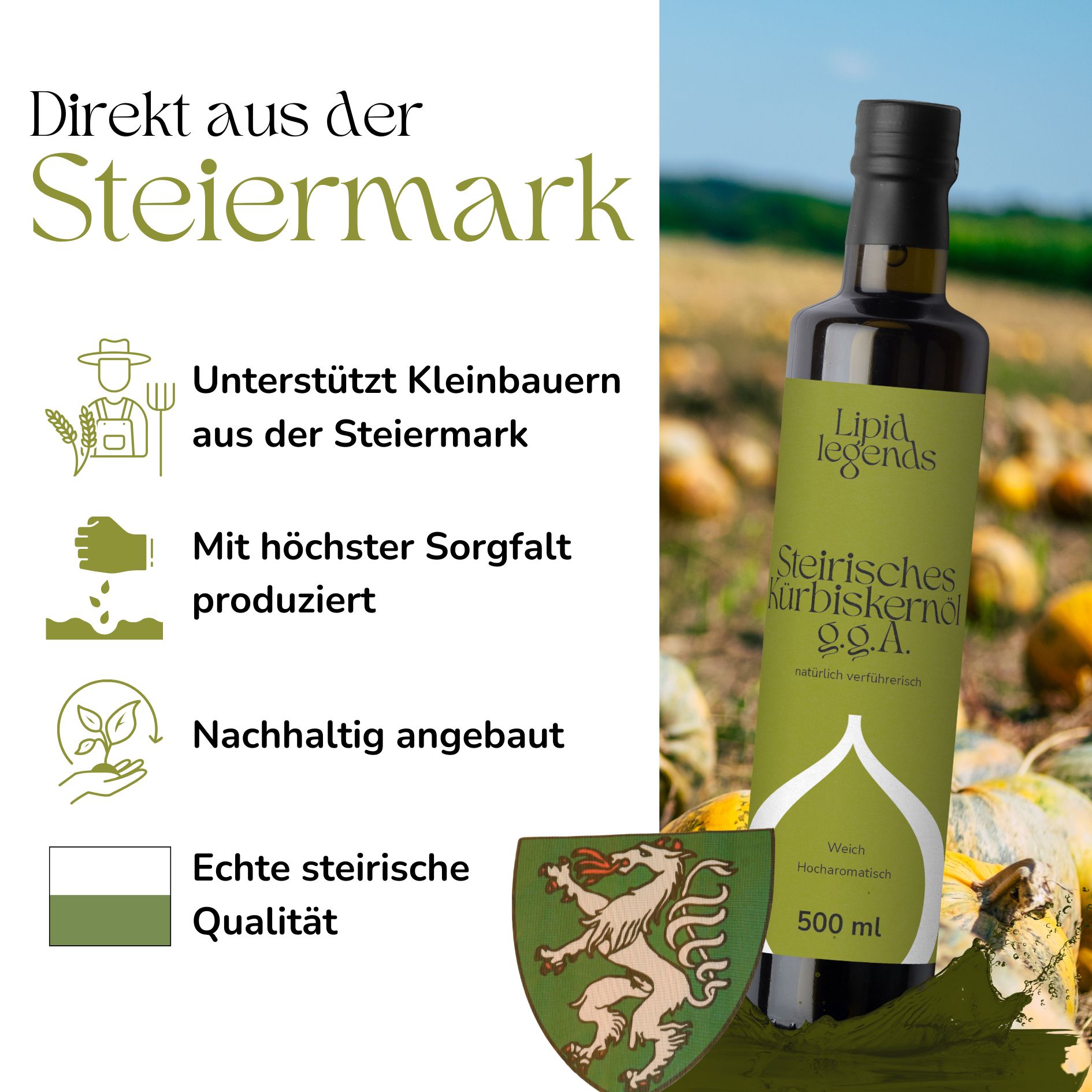 LIPID LEGENDS Steirisches Kürbiskernöl g.g.A.