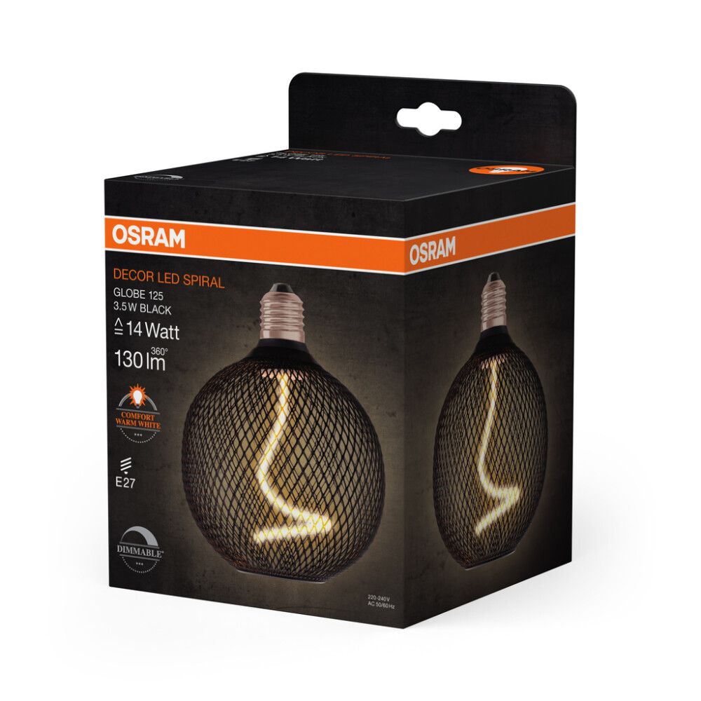 LYSPÆRE OSRAM LED SPIRAL GLOBE E27 3,5W