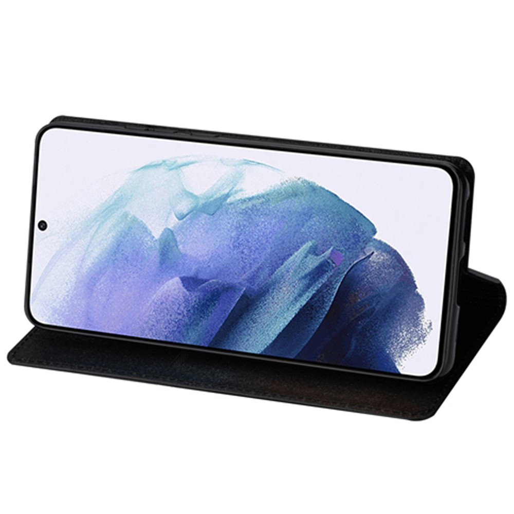 Samsung Galaxy A55 Flip Wallet Cover Leder Tasche Glitzer Optik - Schwarz