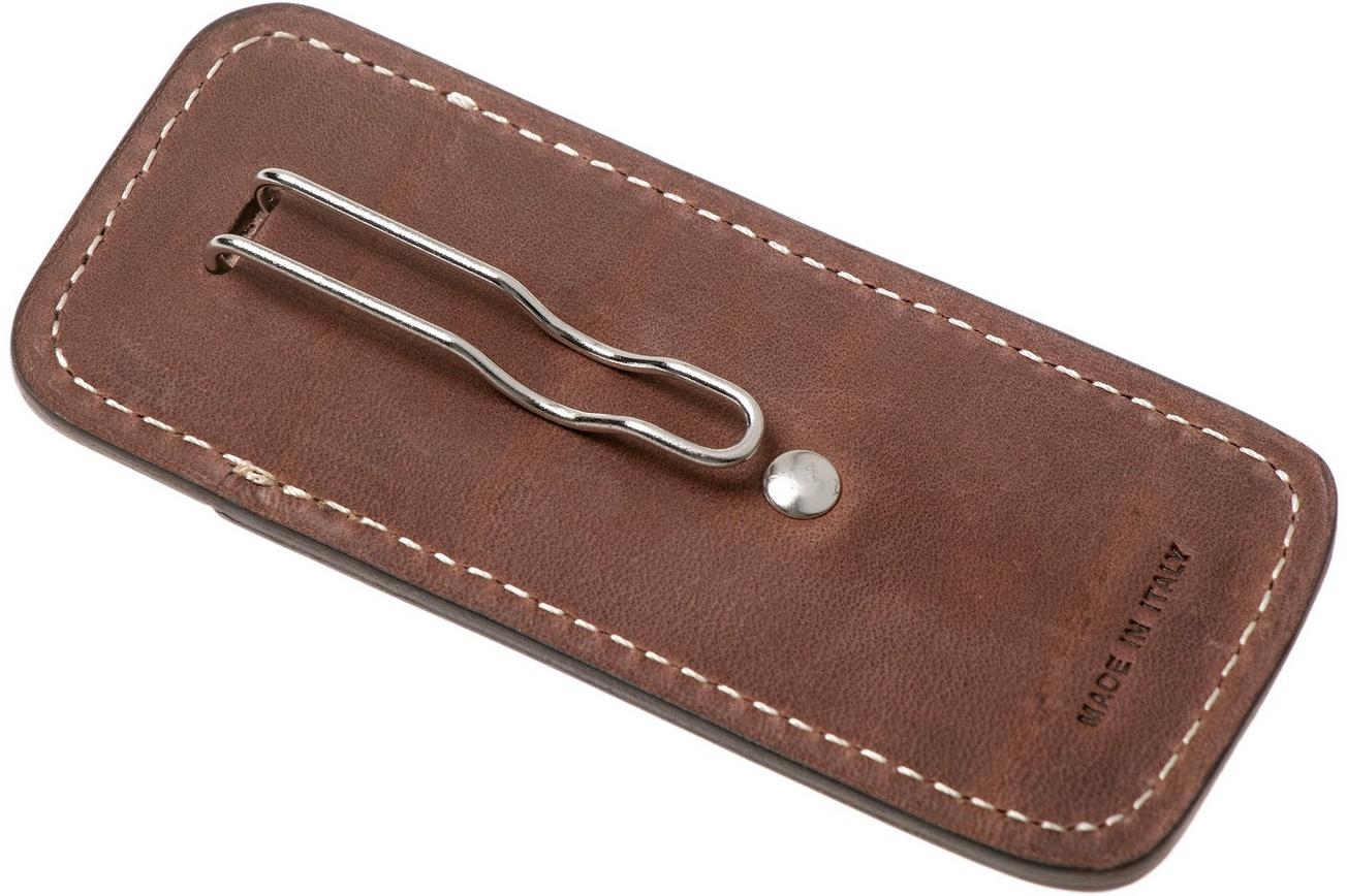 LionSteel 900FDV3 BR schede met pocketclip, donkerbruin leer
