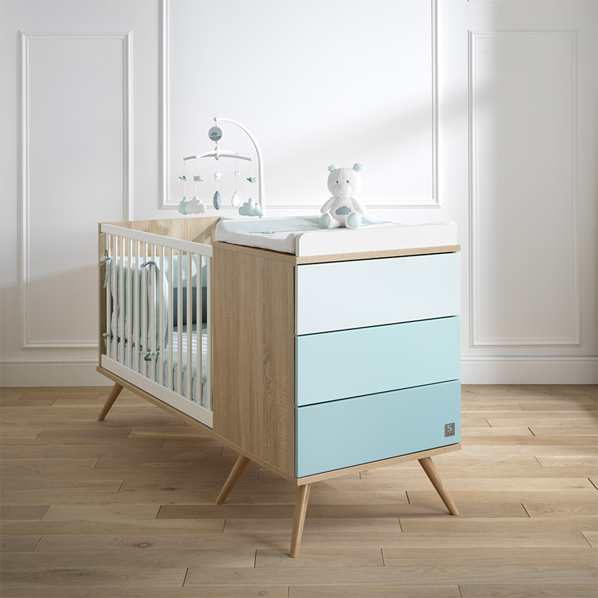 Lit combiné évolutif Seventies 60 x 120 cm - Bleu