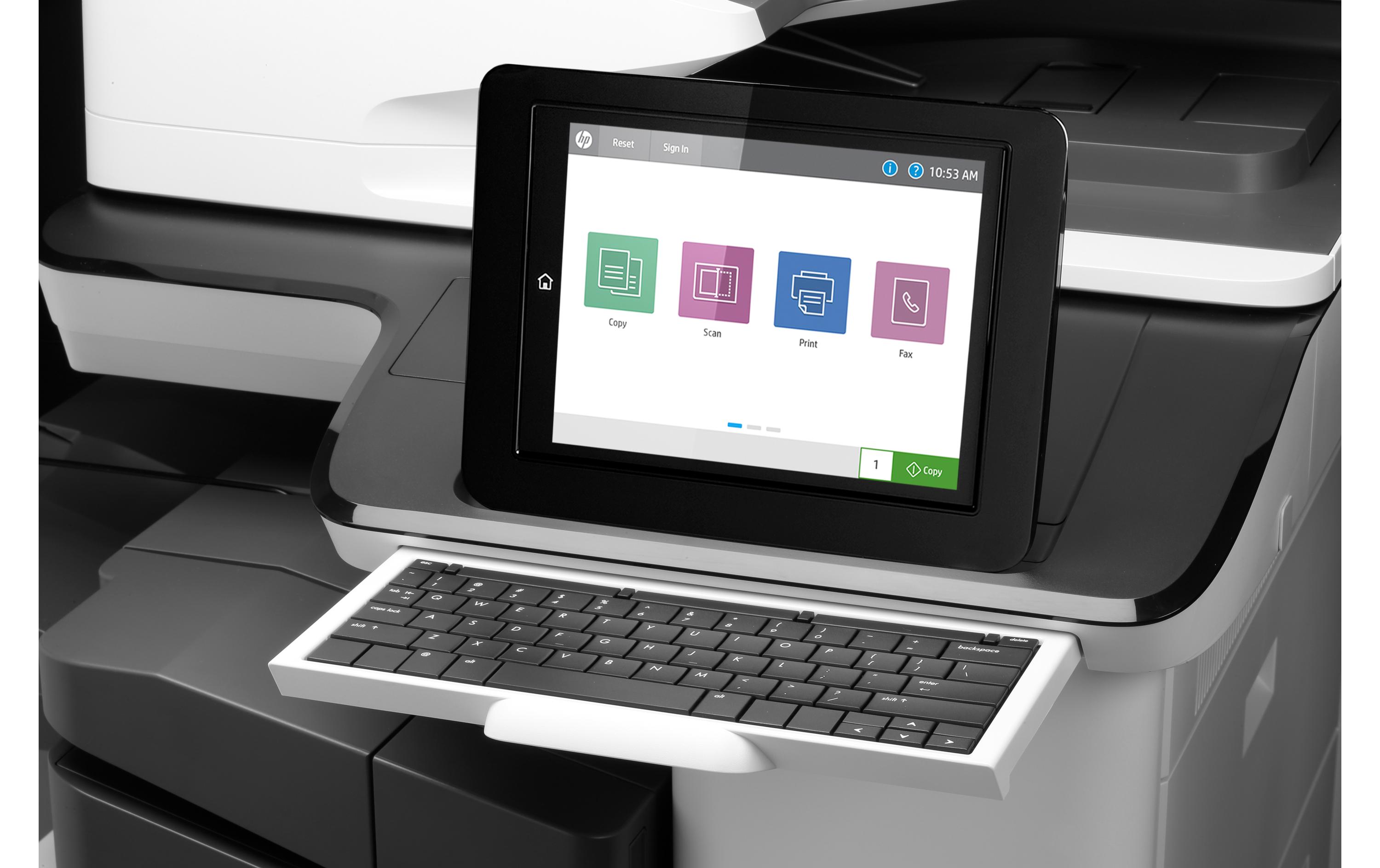 Multifunktionsdrucker Color LaserJet Enterprise Flow M776zs<br>4-in-1 Multifunktionsdrucker mit hoher Druckgeschwindigkeit und vielen Papierfächern sowie umfassende Sicherheitsfeatures für Unternehmen