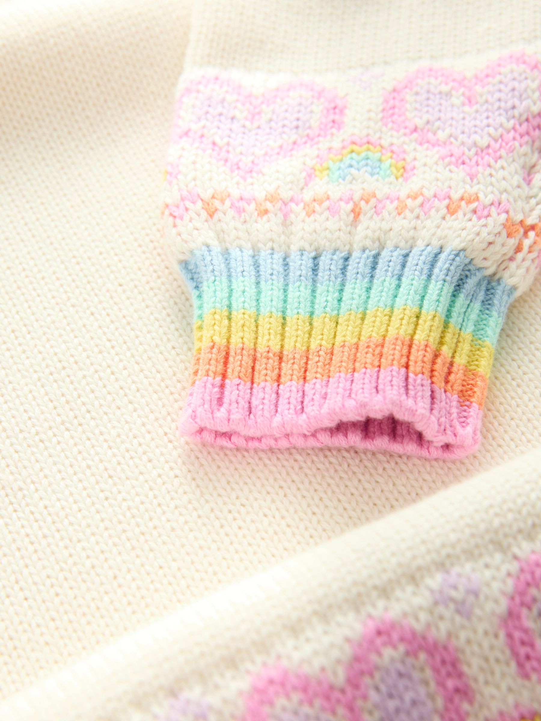 Pastelkleurige regenboogprint - Little Bird by Jools Oliver Kinder Regenboog Fair Isle Kerstmis Familie Gebreide Jurk