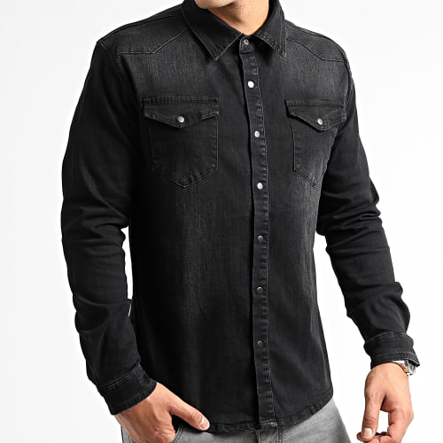 Chemise Jean Manches Longues Jean 0057 Noir Denim