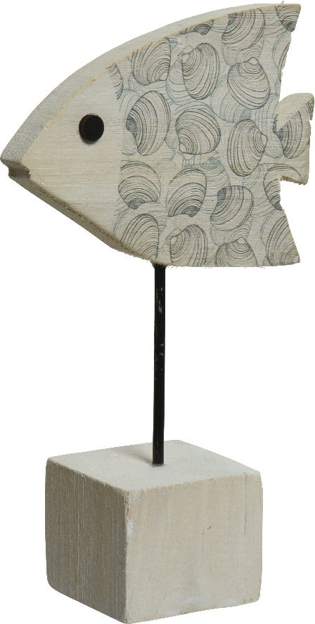 Decoris tuinbeeld op voet vis Dirk grijs 6 x 18 x 29 cm