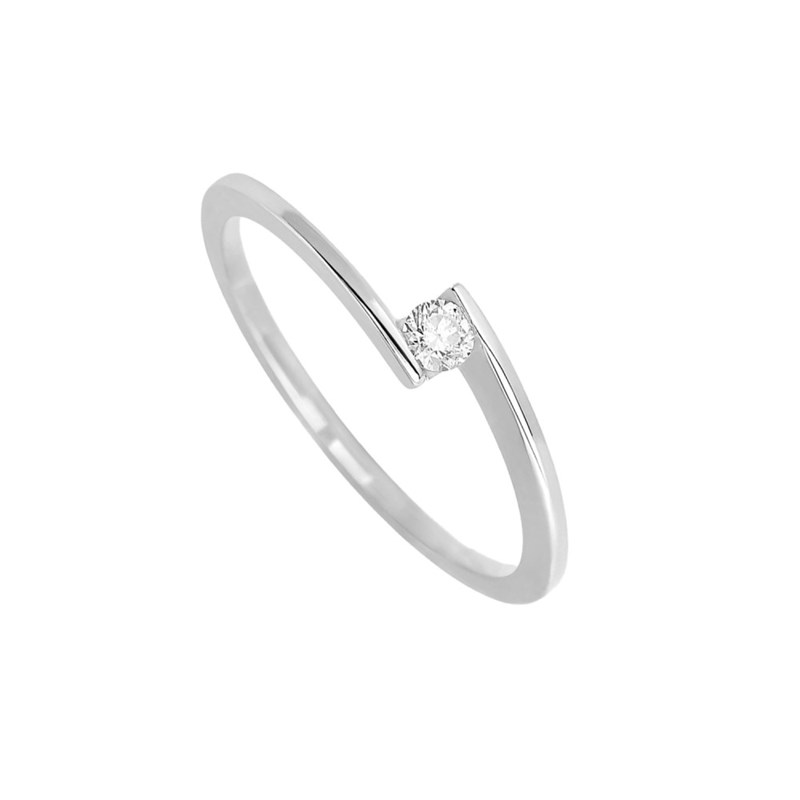 Bague Femme - Or 18 Carats - Diamant 0,08 Carats