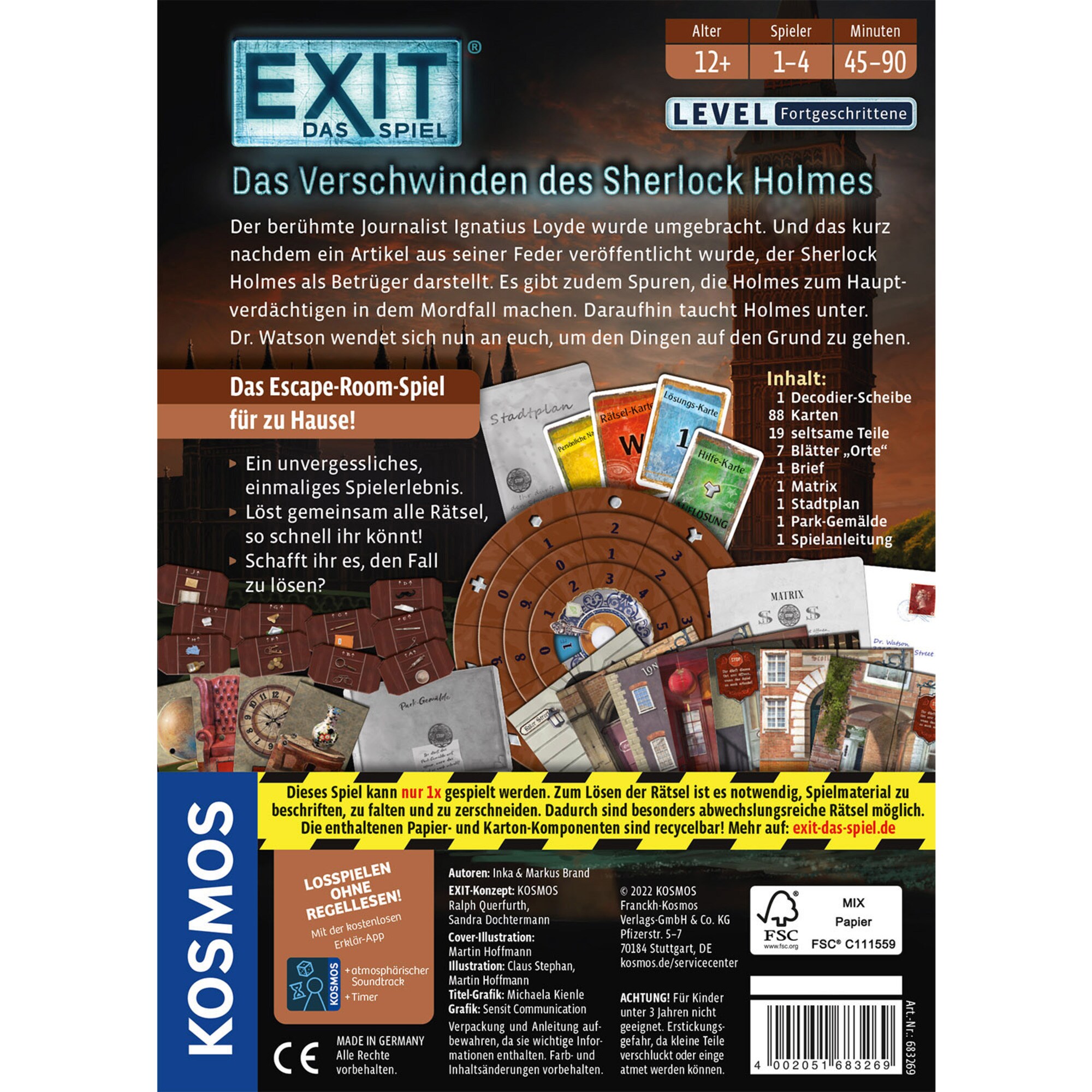 Kosmos Partyspiel EXIT - Das Spiel - Das Verschwinden des Sherlock Holmes