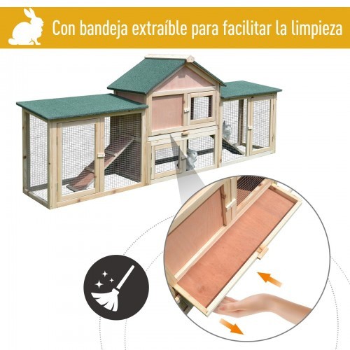 PawHut Gaiola Grande para Coelhos de Pequeno Porte para Uso Externo