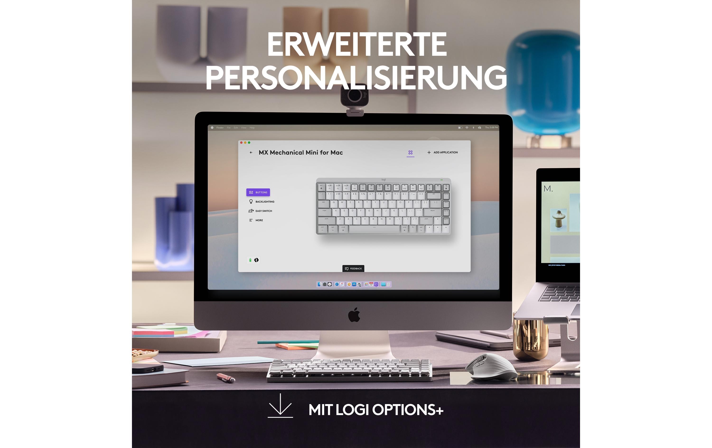 Tastatur MX Mechanical Mini for Mac pale grey<br>Für Mac optimierte kompakte, kabellose Business-Tastatur mit mechanischen Tasten