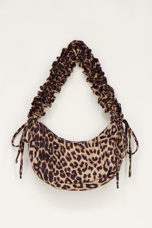 Panterprint crossbody tas met ruffles