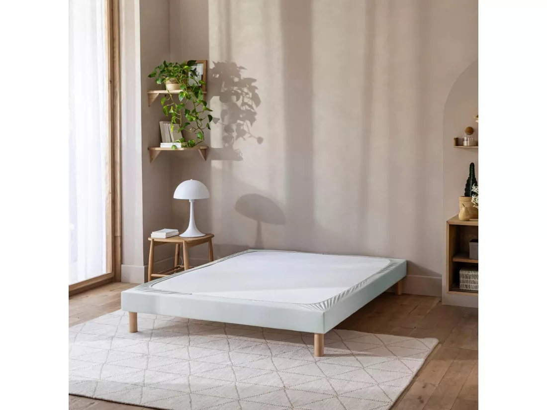 Cache-sommier coton jersey gris 140x190 à 150x200