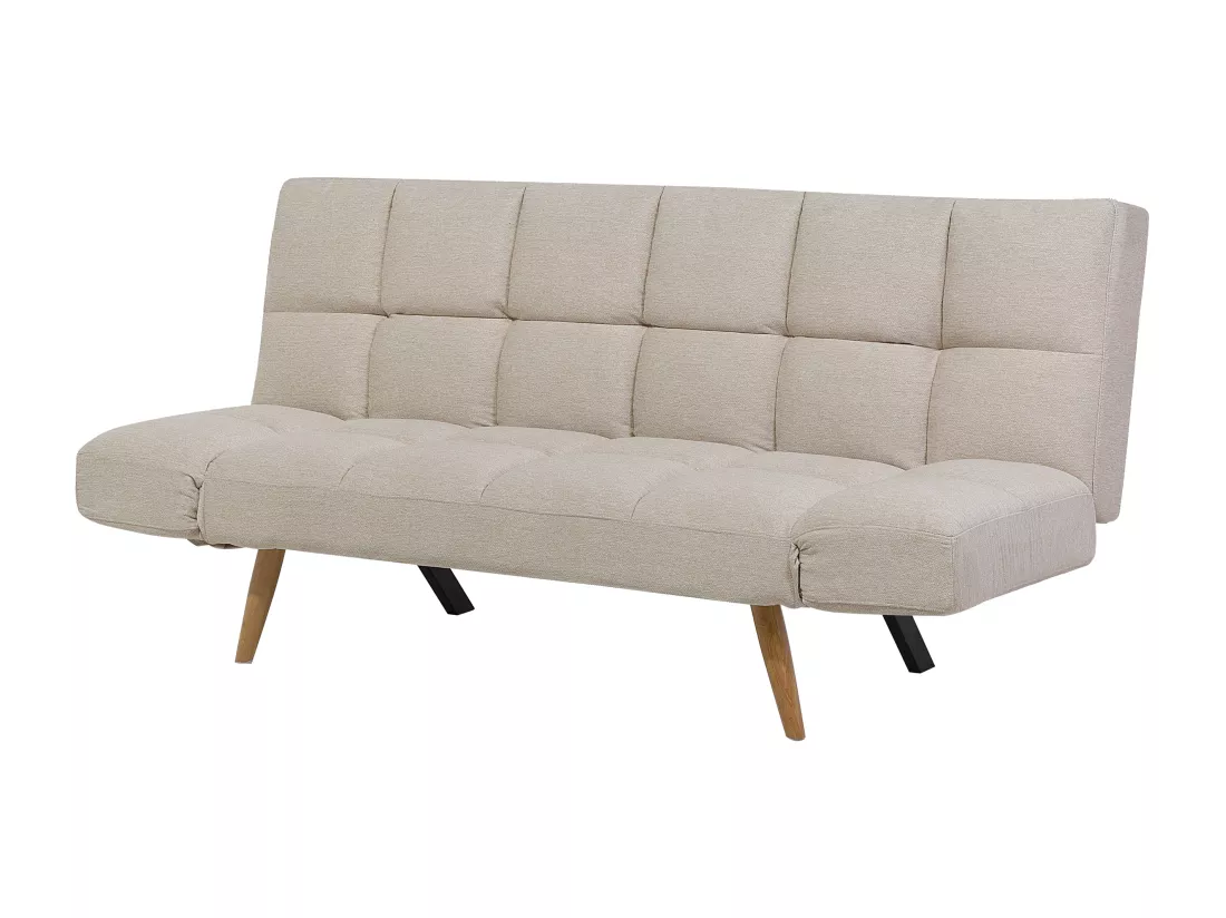 Canapé convertible 3 places en tissu beige INGARO