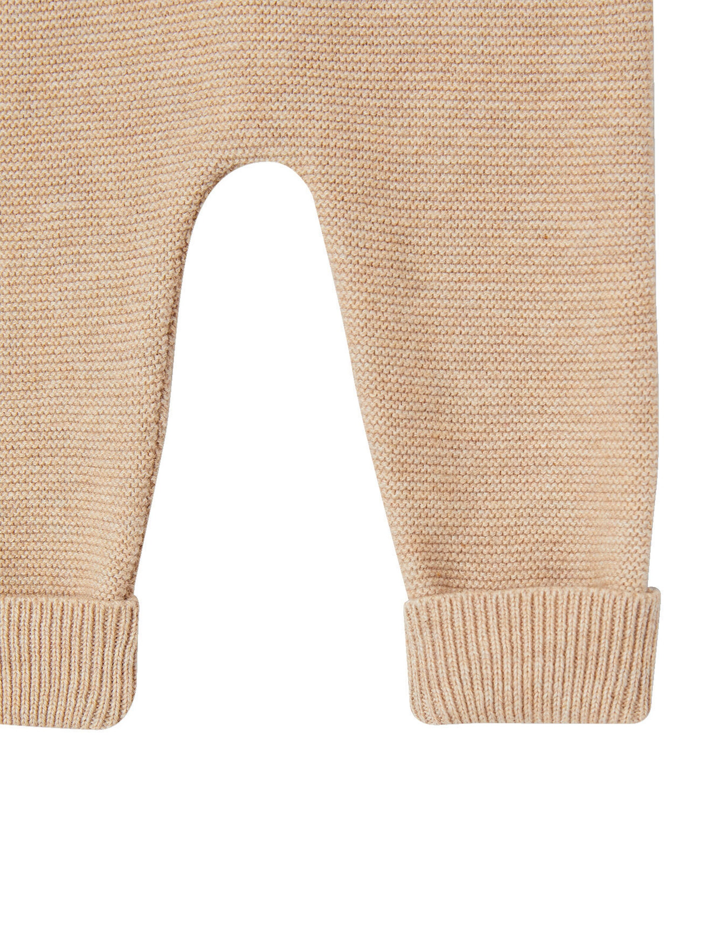 Vertbaudet Baby Strick-Set: Strickjacke, Hose & Schühchen beige meliert
