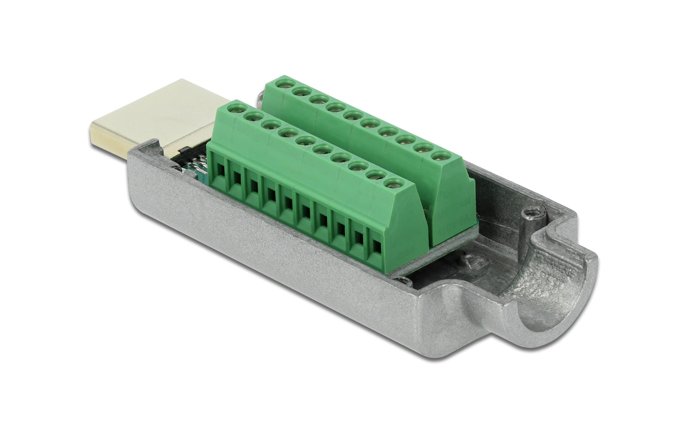 Adapter HDMI-A Stecker zu Terminalblock mit Metall GehäuseDelock HDMI-A Stecker zu Terminalblock Adapter mit Metall Gehäuse
