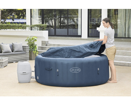 Bestway® LAY-Z-SPA® WiFi Milan AirJet Plus™ opblaasbare hottub met 140 luchtjets, geïntegreerd verwarmingssysteem, multifunctionele pomp en app-bediening, blauw