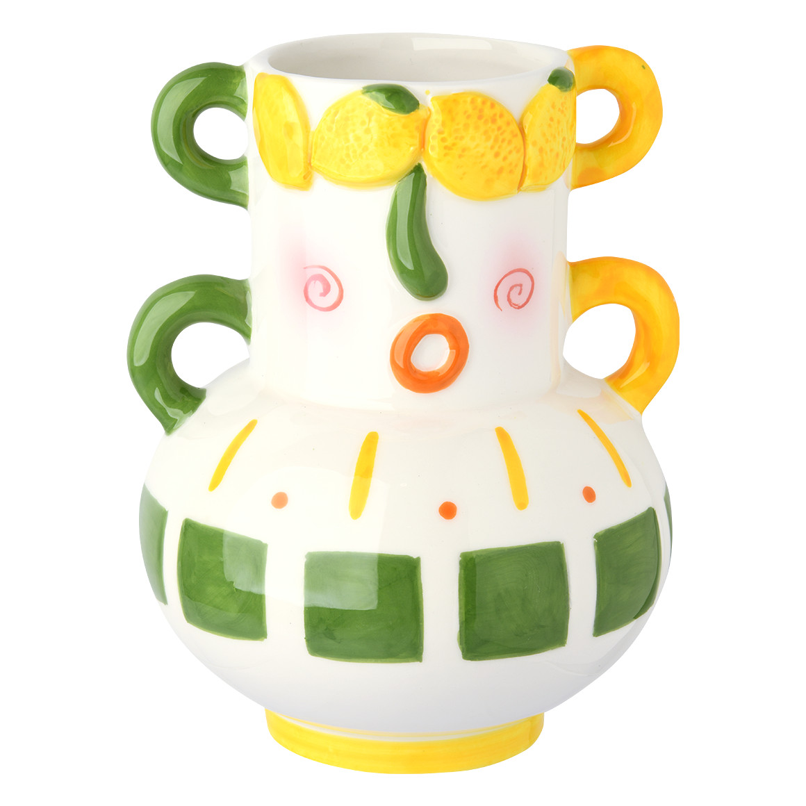 My Home Vase mit Zitronen-Design weiss / grün / gelb