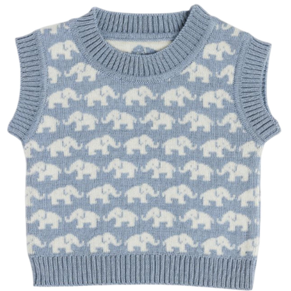 Køb Smallstuff Blue Vest Ao Elefanter Merino Uld