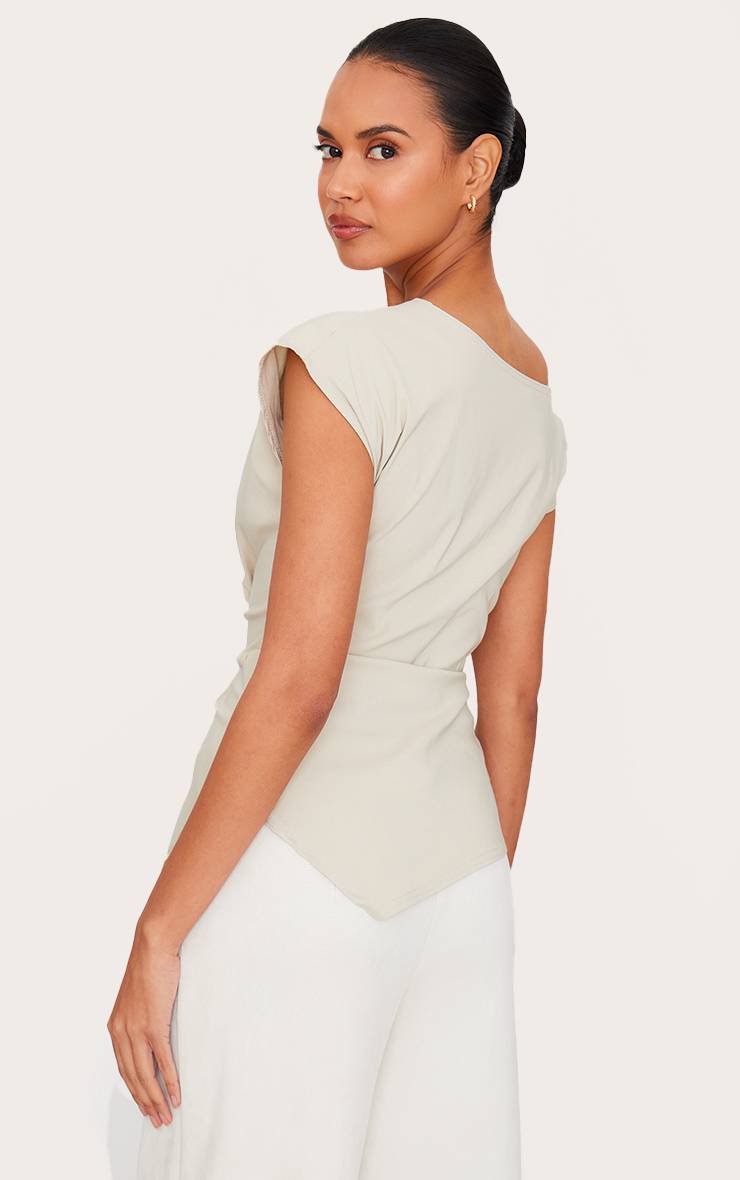 Gris Pierre Haut Long Asymétrique Ample En Bengaline
