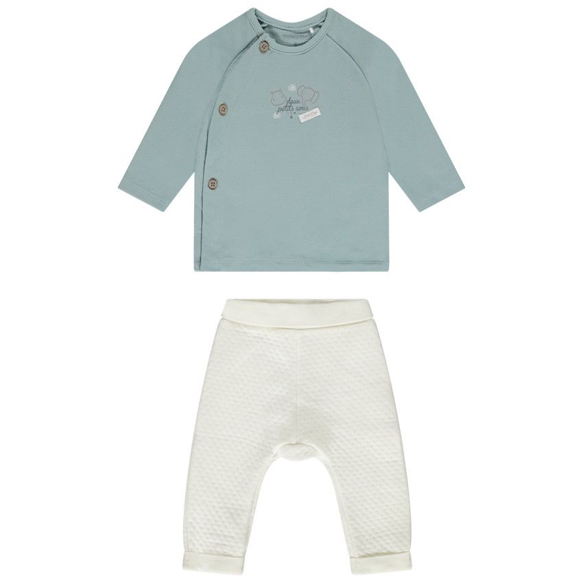 Ensemble 2 pièces matelassé pour bébé - Bleu moyen