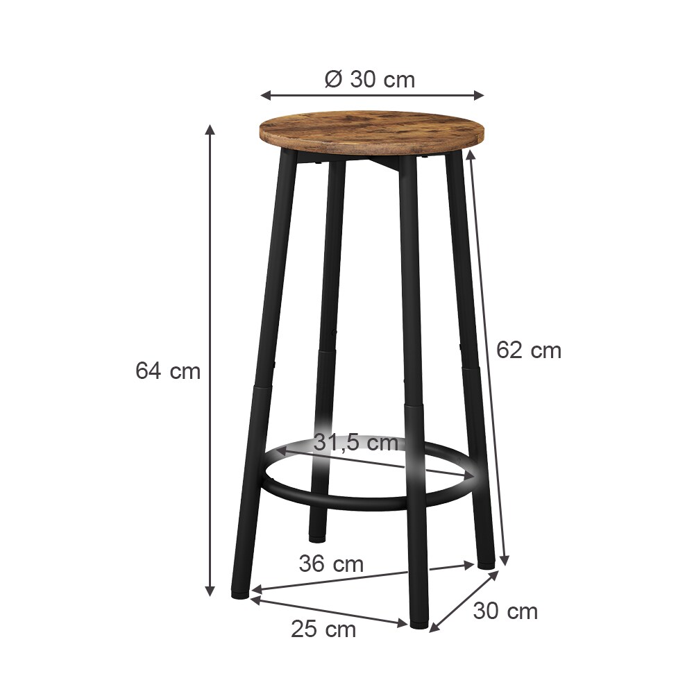 Vicco Barhocker Edmonton Eiche rustikal 31,5 x 64 cm 2er Set