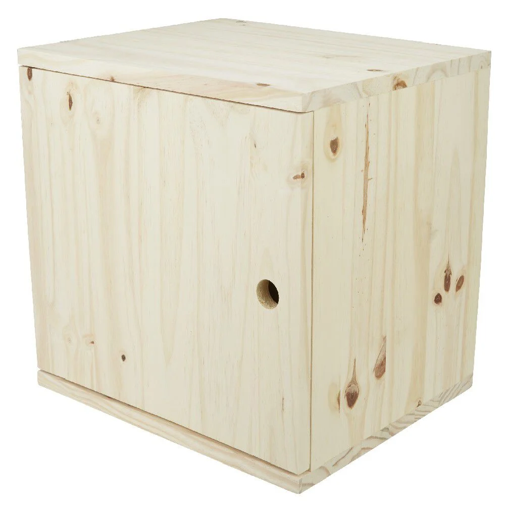 Cube de rangement 1 porte pin naturel