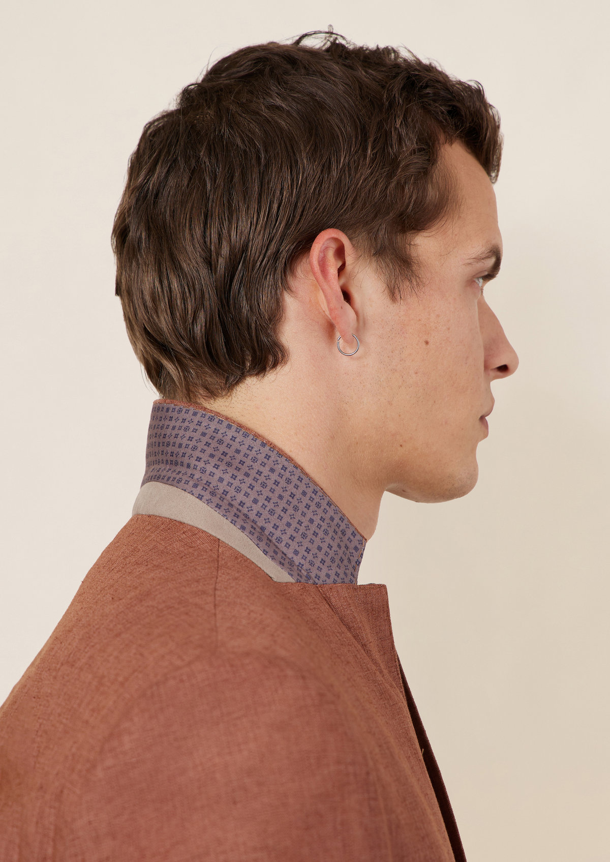 Veste coordonnable Regular en coton et lin mélangés unis terracotta