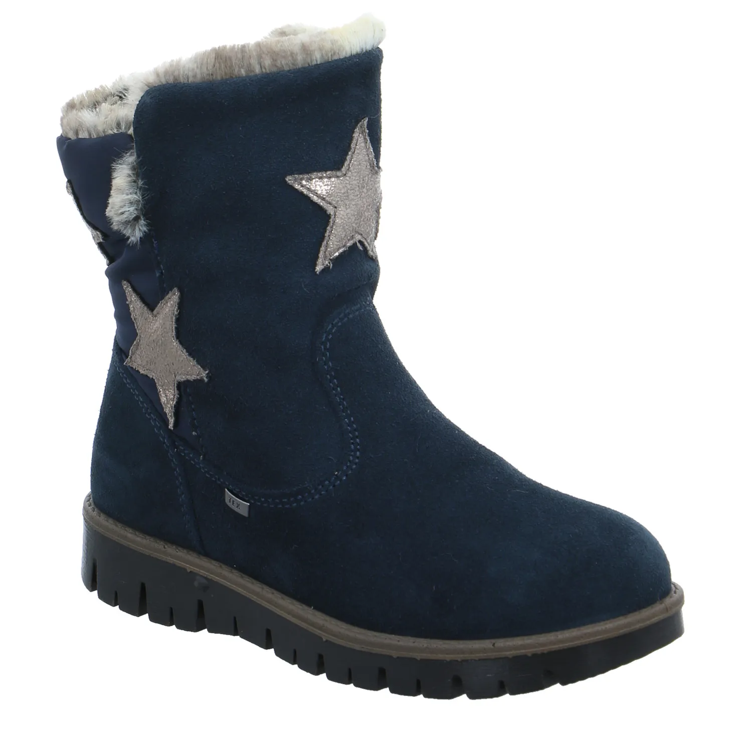 SCHUHENGEL Kleinkinder-Winterstiefel Dunkelblau Leder  Stiefelette