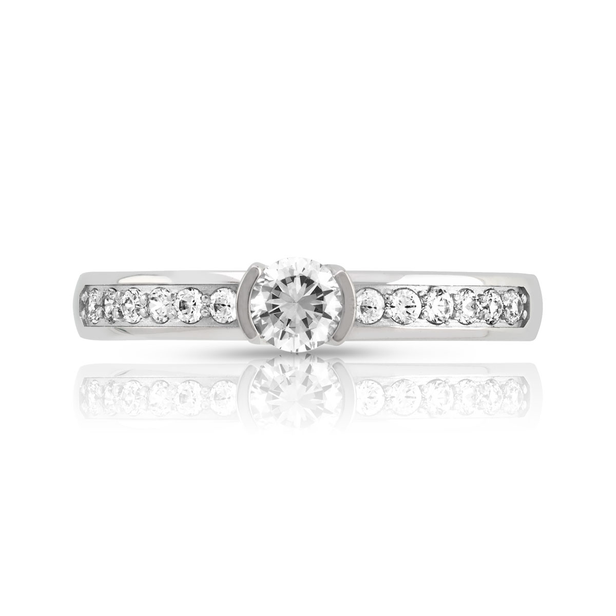 Bague solitaire or 750 blanc diamant 40/100e de carat
