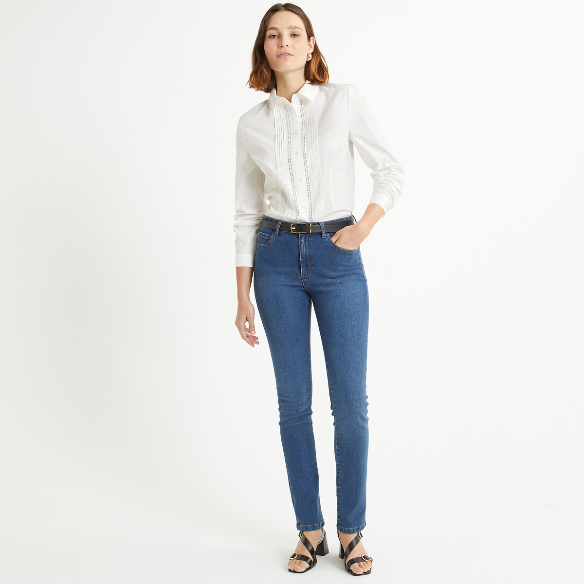 ANNE WEYBURN<br>Calça jeans reta normal